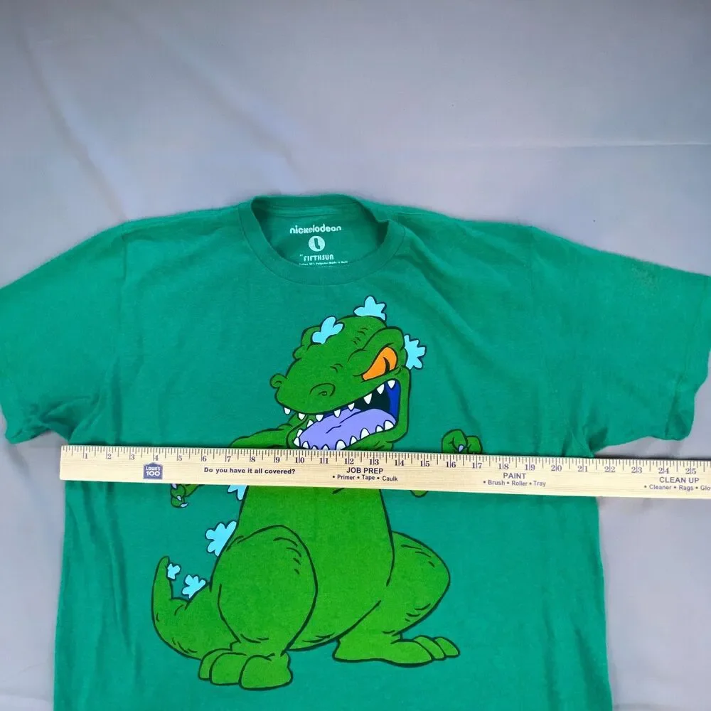 Nickelodeon Rugrats Reptar Graphic T-Shirt Green Men Size L Short Sleeve Tee